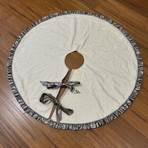 One of a Kind 50” Ruffled Shimmery Christmas Tree Skirt Handmade PRE-OWNED